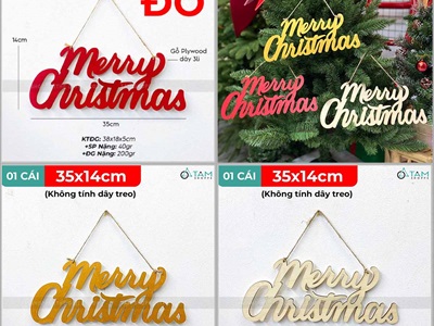 Chữ Merry Christmas 35x14cm [Bằng gỗ - Nhiều màu] CHUGO-18